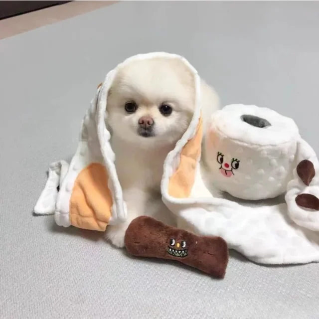 Pet Dog Simulation Toilet Paper Pet Toy Poop Picking Suit Dog Plush Toy Cat Hidden Food Squeak Interactive Supplies - Image 2