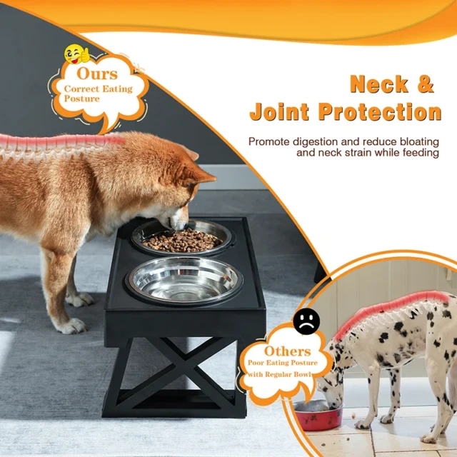 Elevated Dog Bowls 3 Adjustable Heights Raised Dog Food Water Bowl with Slow Feeder Bowl Standing Dog Bowl for Medium Large Dogs - Image 3