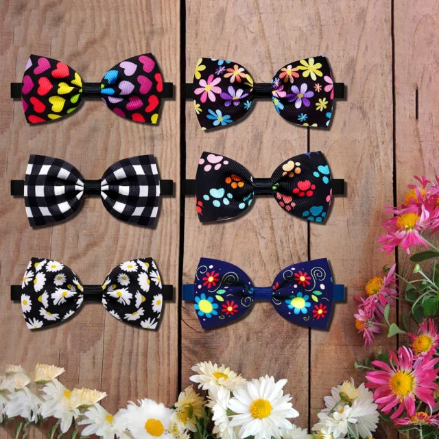 13 PCS Cute Pet Dog Bows Plaid Print Cotton Hair Accessories Grooming Puppy Hair Accessories With Adjusted Bands Pet Headwear - Image 6