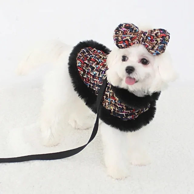 Dog Christmas Cloak Dog Plaid Coat Pet Cloak Pet Plush Cloak Dog Cape Cat Strap Traction Rope Designer Dog Clothes Pet Clothes - Image 5