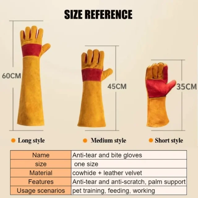 Thick Animal Handling Gloves Durable Scratch/Bite Resistant Protection Gloves Dog Training Cat Scratching Falcon Bathing Welding - Image 6