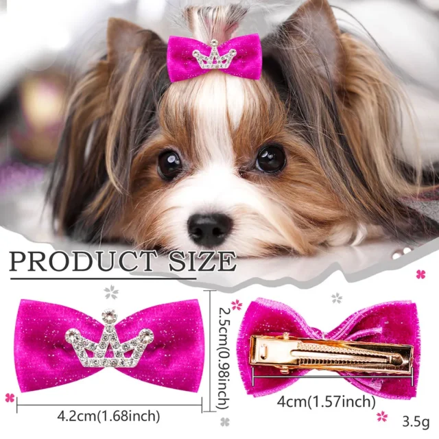 10PCS Glitter Dogs Bow Hairpin Puppy Crown Bow Clips for Dog Queen Cat Dog Hair Clip Dog Hair Accessories Pet Supplies - Image 4