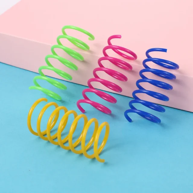 16/20PCS Interactive Cat Plastic Elasticity Toys Funny Cat Toys Colorful Gauge Springs Pet Products Spiral Springs Cat Supplies