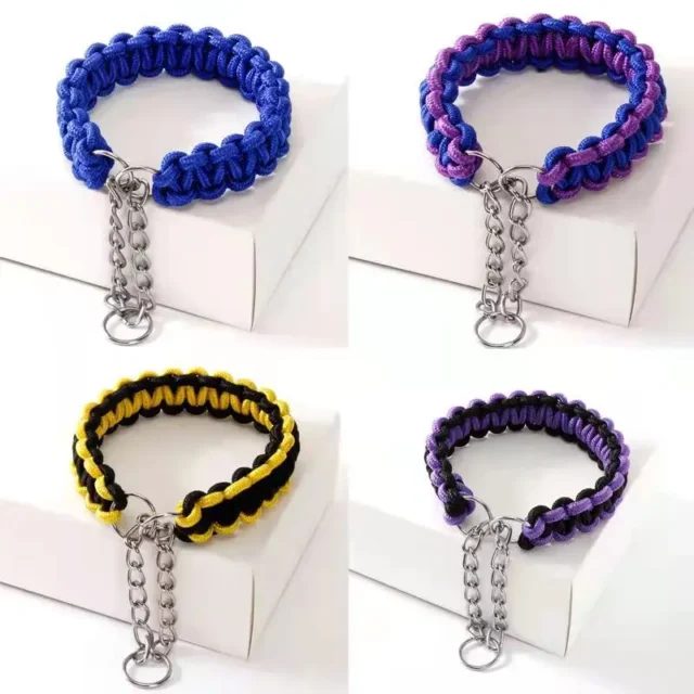 Woven Dog Collars P Chain Golden Retriever Nylon Adjustable Collar For Small Medium And Large Dogs Walking Artifact Pet Supplies