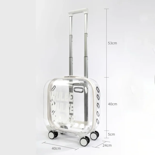 Transparent Capsule Pet Travel Trolley for Puppies Dogs Cat Carriers Bag with Trolleys Wheel - Image 5