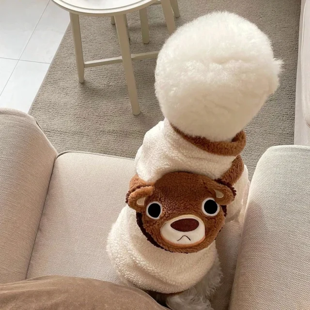 Warm Dog Clothes Puppy Winter Clothes Pet Bear Backpack Cotton Coat Teddy Cold Jacket Cartoon Pullover Pet Two-legged Clothes - Image 5