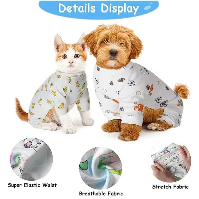 Puppy Dog Pajamas Adorable Dog Onesies Soft Puppy Rompers Pet Bodysuit Clothes for Small Medium Dogs Cute Pet Four Leg Clothing - Image 2