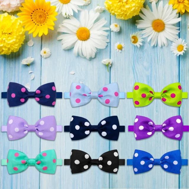 50 Pcs Pet Dog Bow Ties Ribbon Dots Adjustable Strap For Puppy Dog Collar Neckties Pet Dog Grooming Accessories Dog Supplier - Image 4