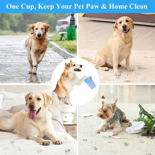 Dog paw Cleaner Cup, 2 in 1 Semi Automatic Portable Silicone Brush pet Foot Washer Cup,Dog Grooming with Muddy Paw Wash Dog Foot - Image 3