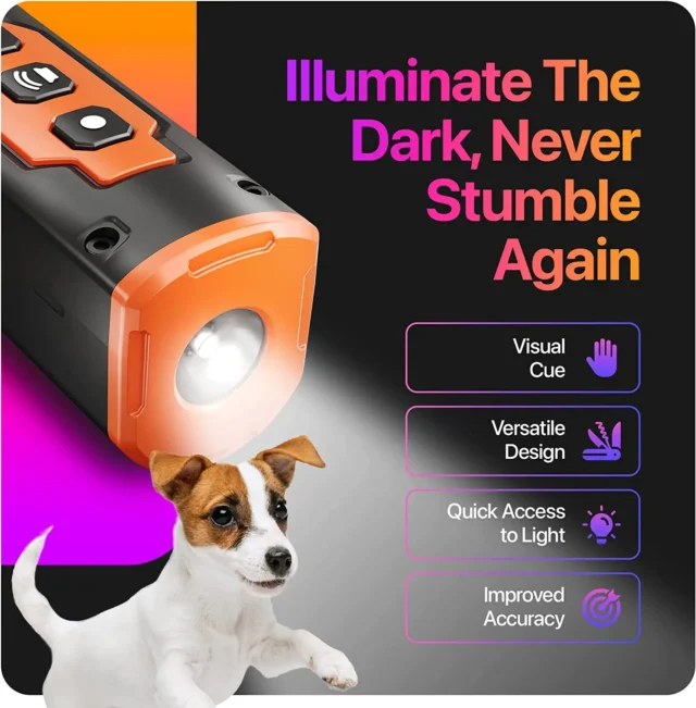 2023 Release Pet Dog Repeller Ultrasonic Dog Training Device Rechargeable Anti Dog Bark Deterrent Device With LED Flashlight - Image 4