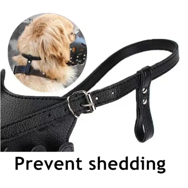 Pet Dog Muzzle Adjustable Breathable PU Leather Muzzles Stop Biting Barking Chewing For Small Medium Large and X-Large Dogs - Image 3