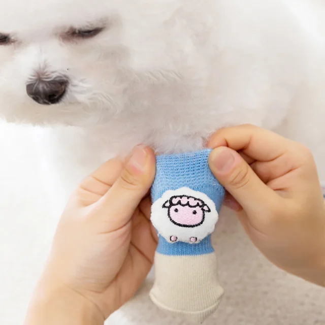 4PCS Warm Pet Dog Shoes Soft Pet Knits Socks Cute Cartoon Anti Slip Skid Socks For Small Dogs Paw Protector Pet Products - Image 4