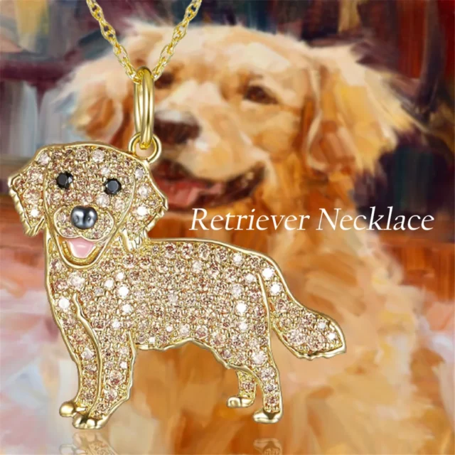 Exquisite and Cute Golden Retriever Pendant Necklace for Women Elegant Pet Puppy Jewelry Animal Accessories Gift for Dog Lovers