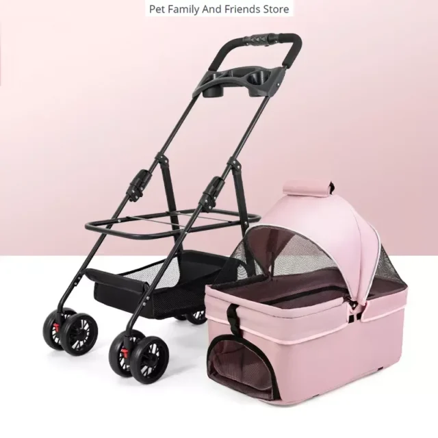 Pet Cat Dog Cart Portable Foldable Trolley Going Out Small Pet Cart Dinner Plate Pet Cart Poussettes Transportadora Para Gato - Image 4