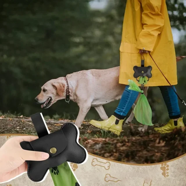 Dog Poop Pickup Bag Dispenser with Leash Clip Pet Waste Bag Dispenser for Dog Pooper Pet Outdoor PoopBag Leathers Holder Y5GB - Image 3