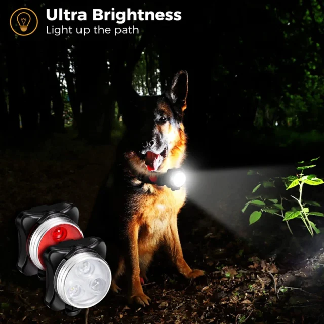 Benepaw LED Dog Collar Light For Night Walking Waterproof Safety Clip-on Pet Light Rechargeable 4 Modes Walking Running Cycling - Image 3