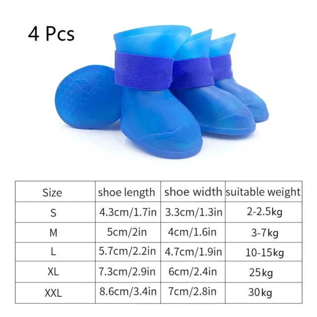 4Pcs Pet WaterProof Rainshoe Anti-slip Rubber Boot For Small Medium Large Dogs Cats Outdoor Shoe Dog Ankle Boots Pet Accessories - Image 2