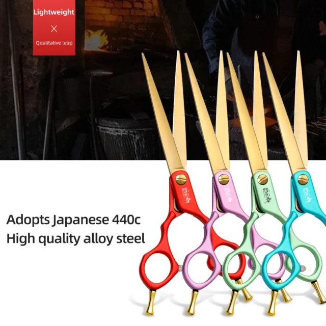 Professional pet grooming scissors 440C material dog grooming scissors Gold Blade Straight Cut Pet Shearing Tools - Image 6