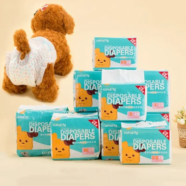 10PCS/Bag Dog Diapers Diaper for Dogs Pet Female Dog Disposable Leakproof Nappies Puppy Super Absorption Physiological Pants