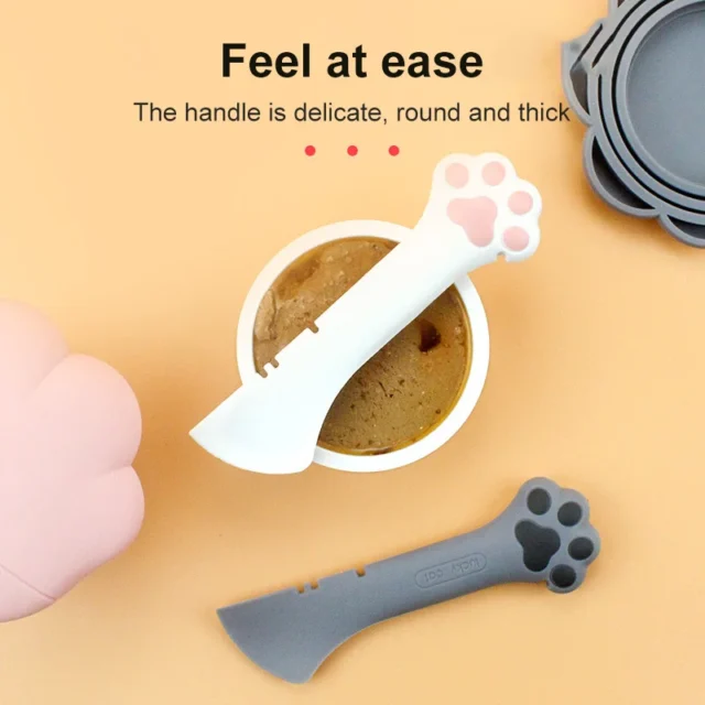 Pet Spoon Multifunctional Can Opener Wet Food Mixing Spoon Silicone Cat Can Sealing Cover Food Storage Dog Accessory - Image 3