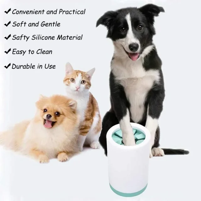 Dog paw Cleaner Cup, 2 in 1 Semi Automatic Portable Silicone Brush pet Foot Washer Cup,Dog Grooming with Muddy Paw Wash Dog Foot - Image 4