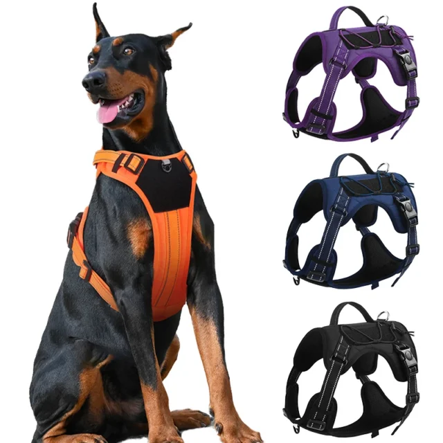 Durable Large Dog Vest Harness Explosionproof Tactical Pet Chest Straps Labrador Greyhound Reflective Harnesses Dogs Accessories