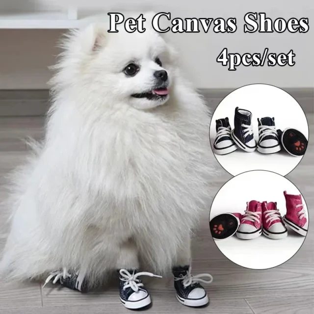 Waterproof Anti-Slip Sneakers for Small Cats and Dogs, Breathable Pet Shoes, Casual, Warm, Winter, 4Pcs