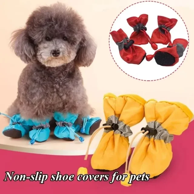 Waterproof Pet Dog Shoes, Anti-slip Rain Boots, Footwear for Small Cats Dogs, Puppy, Chihuahua, Winter Style, 4Pc Set