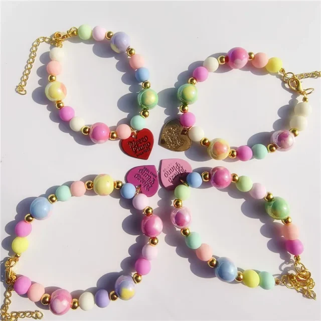 Colorful Cat Collar Pet Love Collar Dog Pearl Necklace Rainbow MultiColor Dog Necklace Pet Grooming Puppy Accessories - Image 3