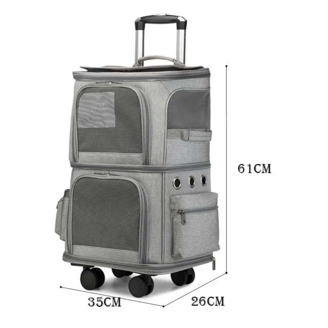 Double-layer Pet Trolley Bag Portable Outdoor Telescopic Pull Rod Case Dog Backpack Cat Carrier - Image 6