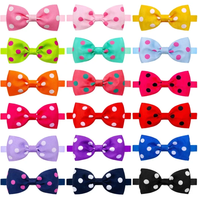 50 Pcs Pet Dog Bow Ties Ribbon Dots Adjustable Strap For Puppy Dog Collar Neckties Pet Dog Grooming Accessories Dog Supplier