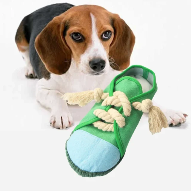 Pet Dog Teeth Cleaning Sounds Toys Simulation Canvas Shoes Sneakers Doggy Bite Resistant Molar Squeaky Chew Toy Pet Accessories - Image 5