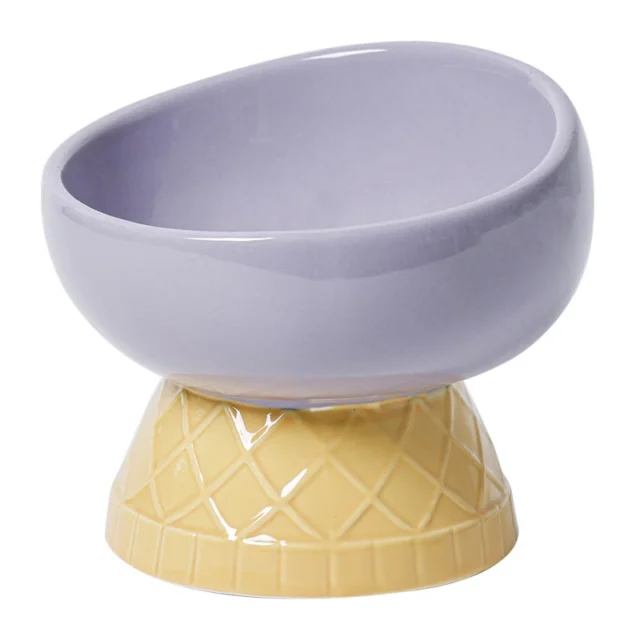 Cute Ceramic Cat Bowl Ice Cream Shape New High Foot Dogs Puppy Feeder Feeding Food Water Pet Supplies Cat Food Bowl - Image 4