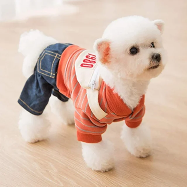 Winter Warm Dog Denim Clothes Pet Adorable Sweatshirt & Jeans Outfits for Medium Small Dogs Puppy Jumpsuit Cat Pants Chihuahua - Image 2