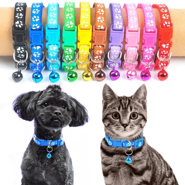 Footprint Pet Collar Dog Collar With Bell Pet Necklace Reflective Adjustable Collar For Puppy Kitten Chihuahua Dog Accessories