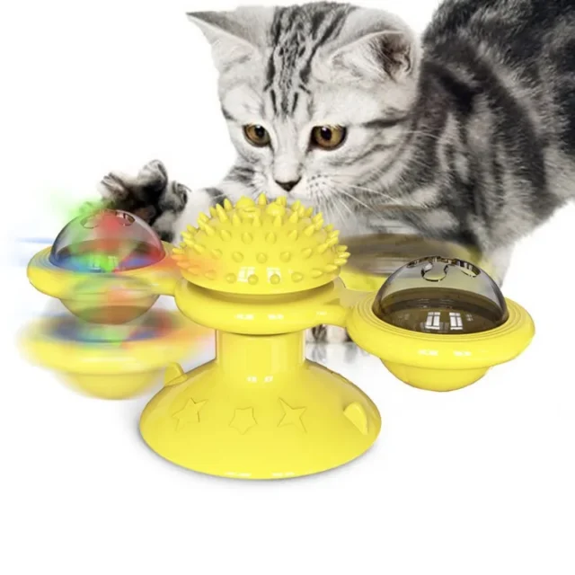 Windmill Cat Toy with Balls Interactive Pet Toys for Cats Puzzle Cat Game Toy with Whirligig Turntable for Kitten Brush Teeth - Image 6