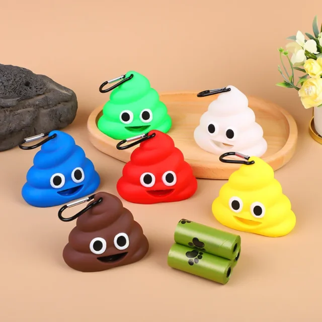 Portable Pet Waste Bag Dispenser Dogs Cat Trash Carrier Soft Silicone Poop Bag Poop-shaped Storage Box Pet Cleaning Products