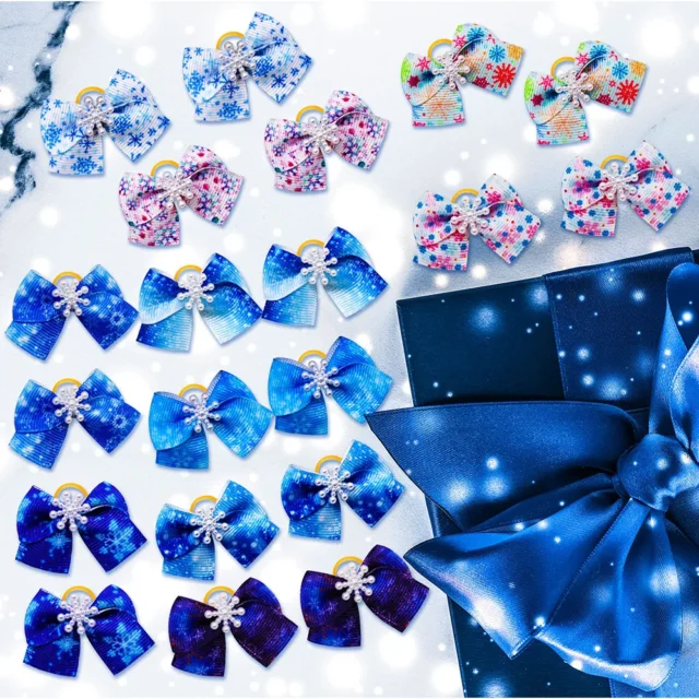 20PCS Winter Dogs Hair Bows Snowflakes Small Dog Bows Fashion Pet Dog Bowknot Small Dog Cat Grooming Pet Supplies - Image 11