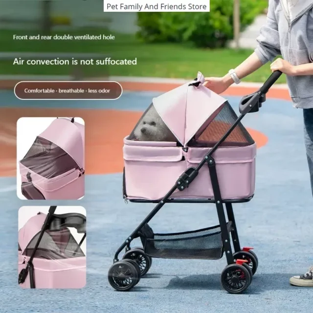 Pet Cat Dog Cart Portable Foldable Trolley Going Out Small Pet Cart Dinner Plate Pet Cart Poussettes Transportadora Para Gato - Image 2