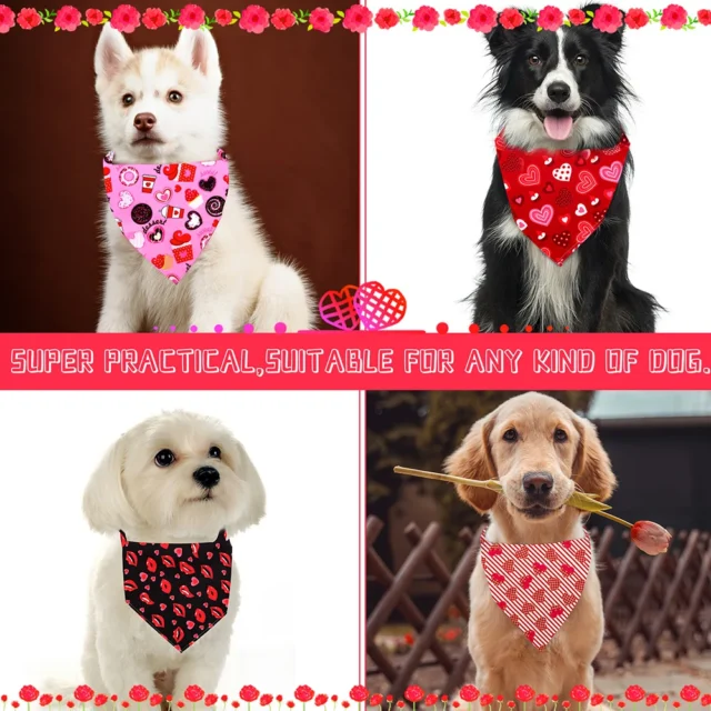 50pcs Valentine's Day Large Dog Bandanas For Dogs Triangular Scarf Small Medium Pet Dogs Saliva Towel Dog Accessories - Image 9