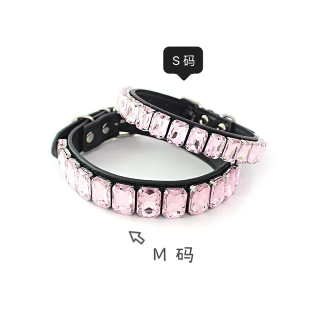 Bling Rhinestone Dog Collars Pet PU Leather Glass Crystal Diamond Puppy Pet Collar Pink Blue Collars Leashes for Dog Accessories - Image 2