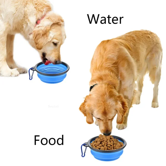 Collapsible Pet Silicone Dog Food Water Bowl Outdoor Camping Travel Portable Folding Pet Supplies Pet Bowl Dishes with Carabiner - Image 4