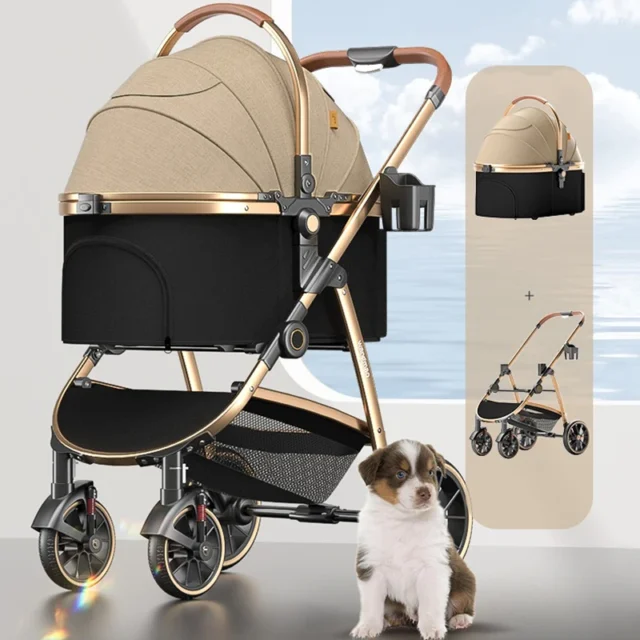 Aluminum Alloy Outdoor Pet Stroller with Wheels for Medium Dogs and Cats, Companion Animal Travel Supplies