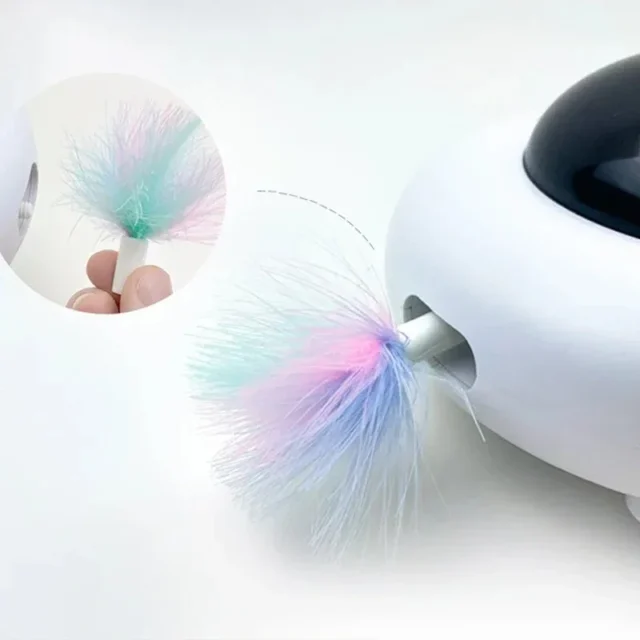 Cat Toy Smart Teaser UFO Pet Turntable Catching Training toys USB Charging Cat Teaser Replaceable Feather Interactive Auto - Image 4