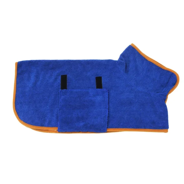 Summer Pet Clothes Polyester Fiber Water Absorbent Bathrobe Half-collar Collect Waist Dog Shirts Dogs Clothing Supplies - Image 4