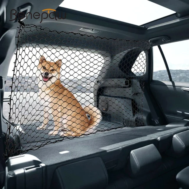 Benepaw Durable Dog Car Safety Barrier Net Adjustable Practical Car Pet Isolation Vehicle Barrier Pet Restraint For SUVs Trucks