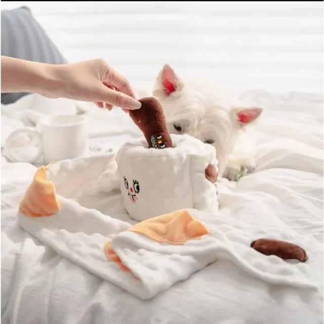 Pet Dog Simulation Toilet Paper Pet Toy Poop Picking Suit Dog Plush Toy Cat Hidden Food Squeak Interactive Supplies - Image 4