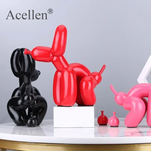 Resin Cute Squat Poop Balloon Dog Animals Figurine Shape Statue Art Sculpture Figurine Craftwork Tabletop Home Decor Accessories - Image 4