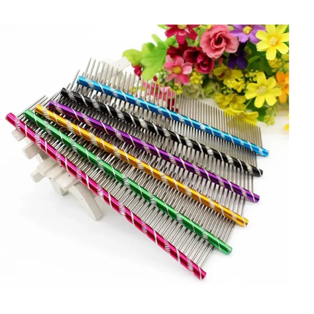 10pcs/lot 19cm/16cm Pet Dog Comb Bright Multi-Colored Stripe Grooming Comb For Shaggy Cat Dogs Barber Grooming Tool - Image 4