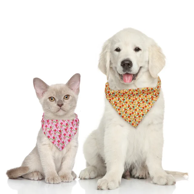 10 Pcs Summer Cotton Bandanas For Dog Fruit Printing Triangle Adjustable Bandanas Scarf Pet Dog Cat Grooming Accessories - Image 5